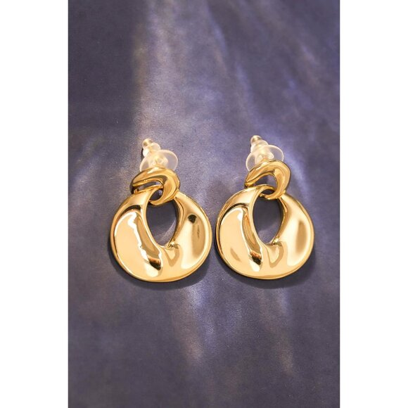 ⚡Gold Statement Drop Earrings for Women Chunky Retro Hoop Dangle Fashion Jewelry - Picture 3 of 7